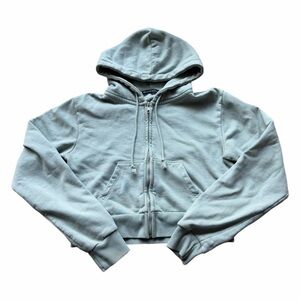 Brandy Melville sage green cropped Crystal zip hoodie